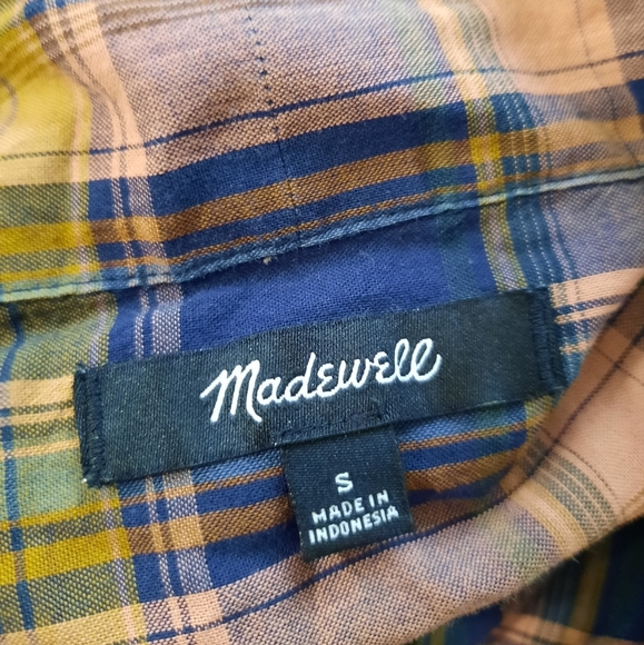 Madewell Blue and Orange Plaid Casual Shirt Small - Picture 2 of 11